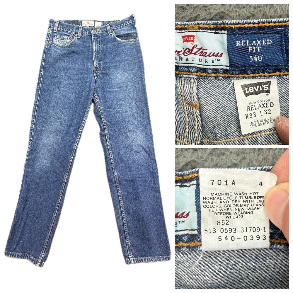 Levi's 540 Jeans Men 33x32 Blue Relaxed Fit Straight‎ Leg Made in USA Vintage